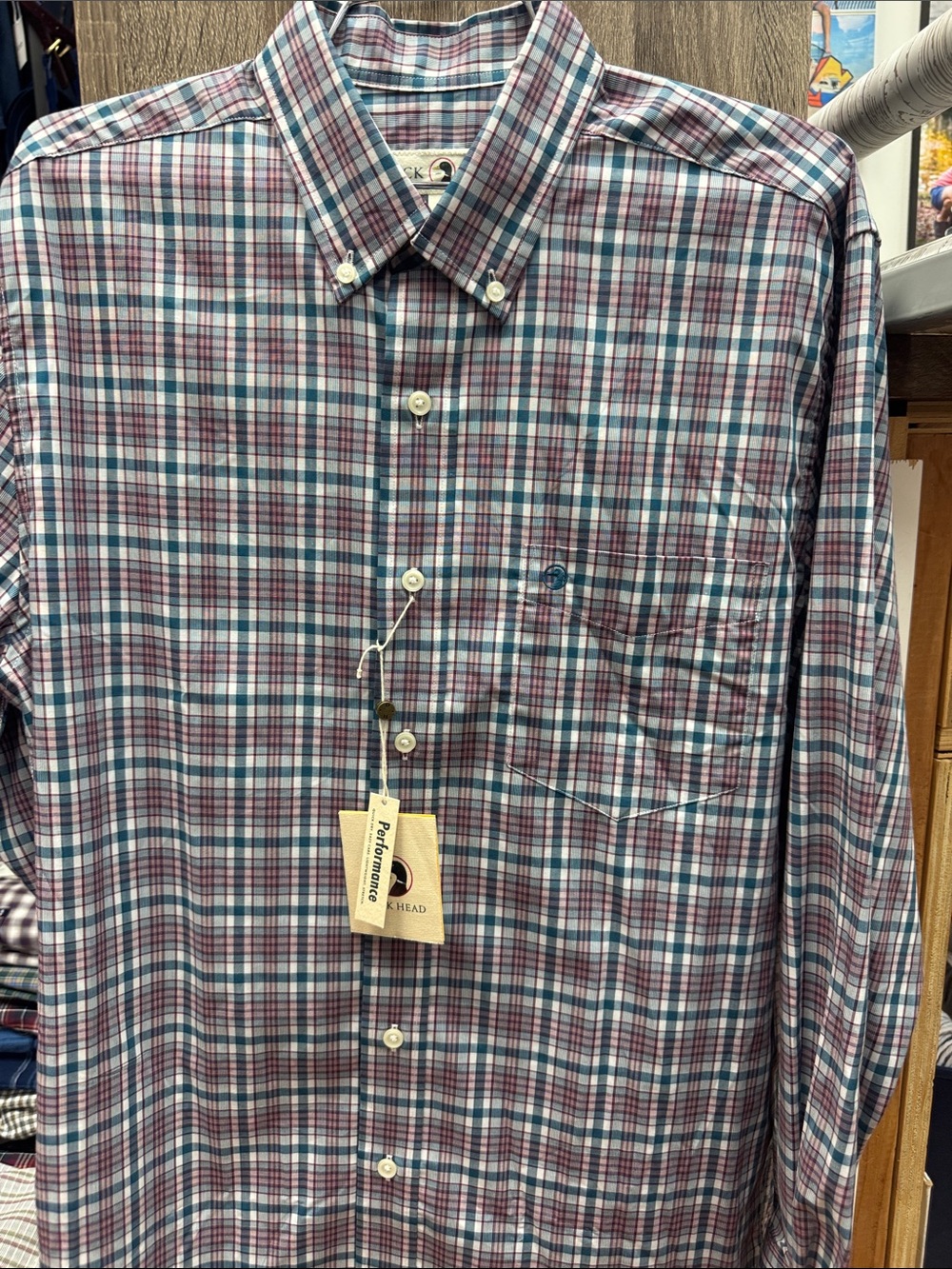 Duck Head Men's Plaid Button-Down Shirt - Blue, Maroon & White